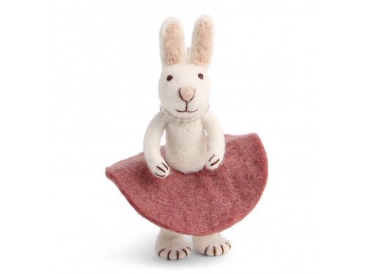 Felt White Bunny with Rose Skirt