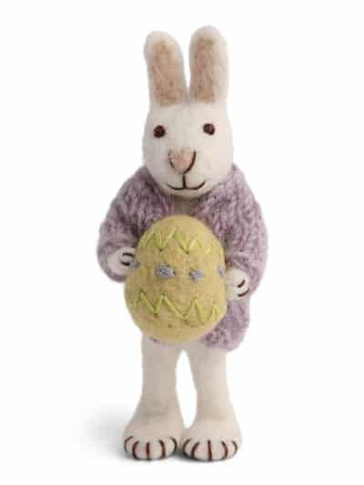 Felt White Bunny with Jacket and Egg