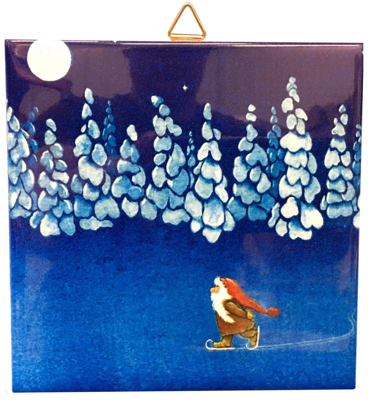 Ice Skating Tomten Tile Trivet