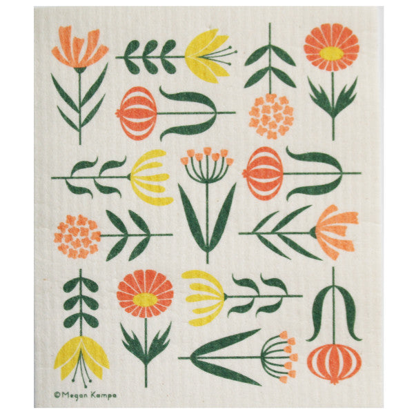 Modern Flowers Swedish Dishcloth